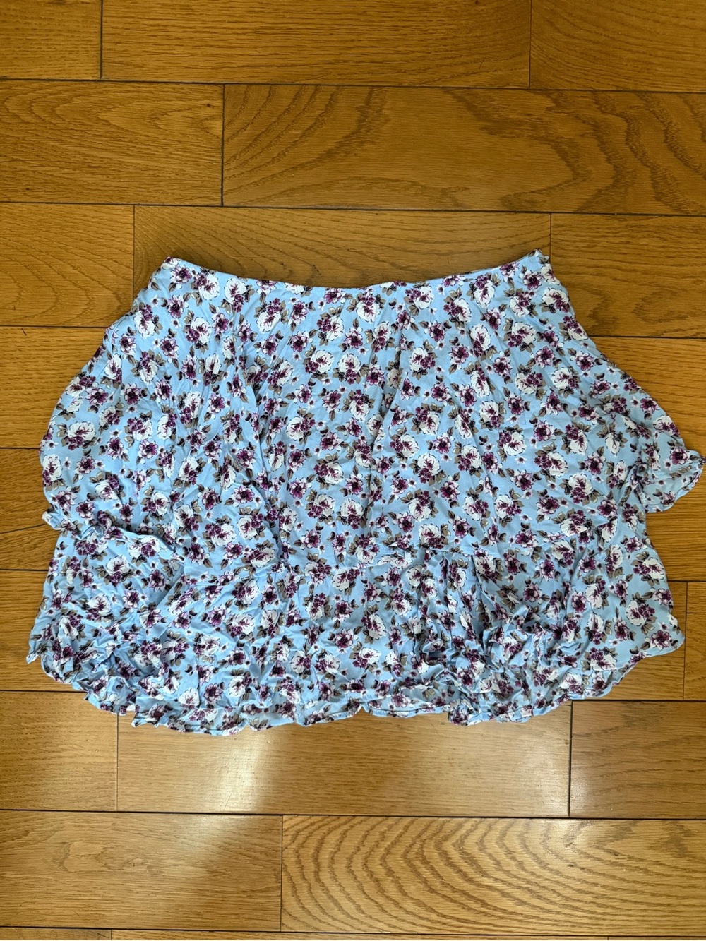 Zara Light Blue Floral Ruffle Skater Skirt
